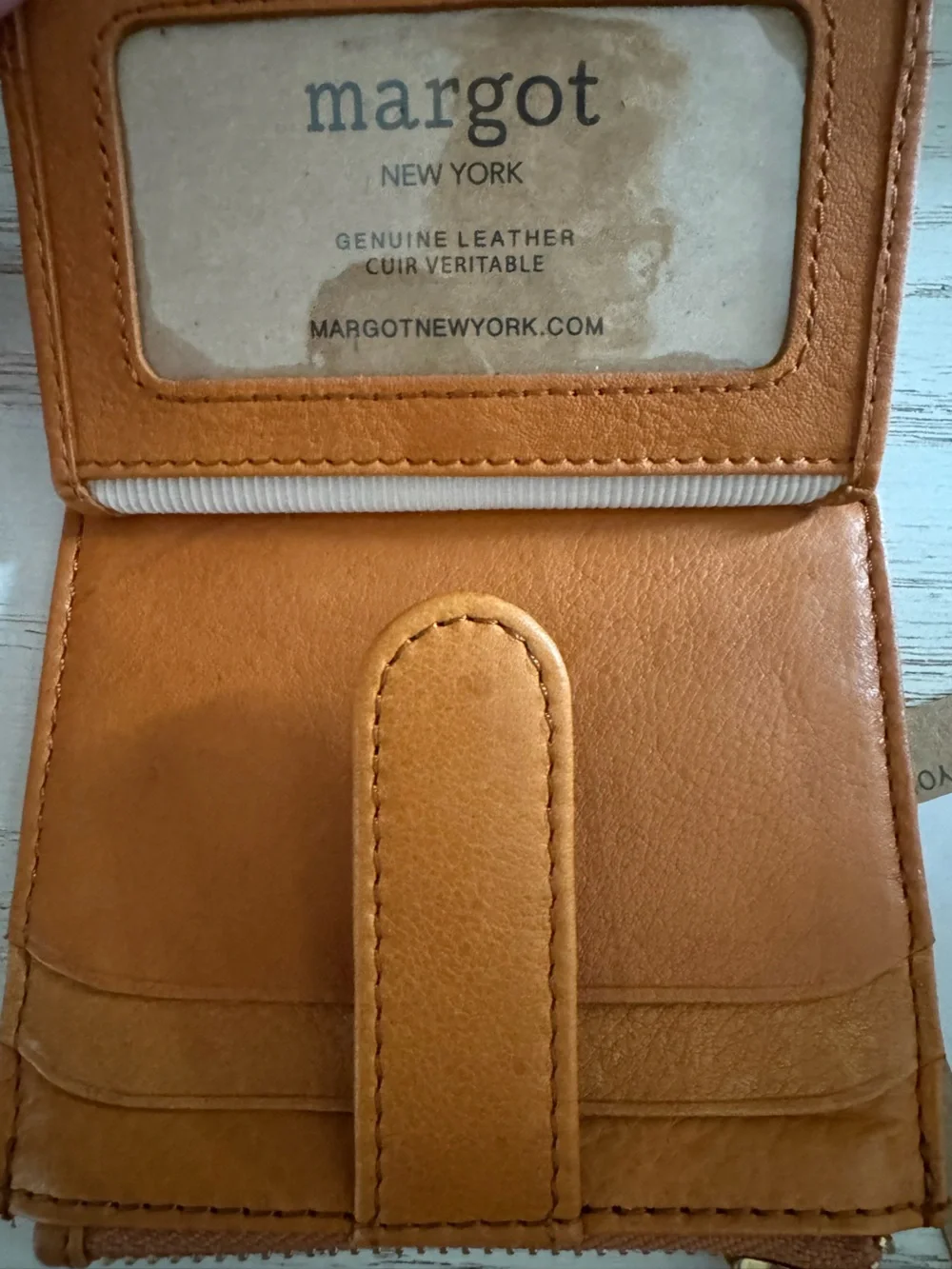 margot Tan Leather Card Zip Holder